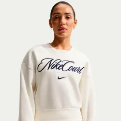 Nike Court Fleece Crew Sweatshirt Damen - creme, dunkelblau