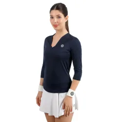 BIDI BADU Crew 2.0 V - Neck Longsleeve Damen dunkelblau