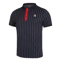 Fila Stripes Polo Herren - Dunkelblau, Rot