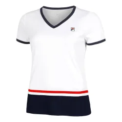 Fila Elisabeth T - Shirt Damen Weiß, Dunkelblau