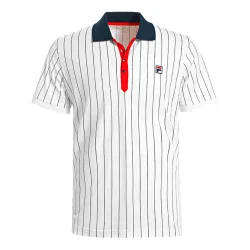 Fila Stripes Polo Herren - Weiß, Dunkelblau