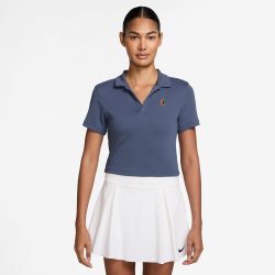 Nike Court Heritage Crop Polo Damen - Blaugrau