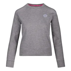 BIDI BADU Mirella Basic Crew Sweatshirt Damen - Hellgrau, Weiß