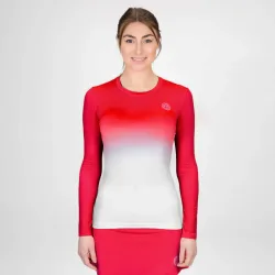 BIDI BADU Crew Gradiant Longsleeve Damen - Rot, Weiß