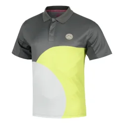 BIDI BADU Bubble Polo Herren - Grau, Zitronengelb
