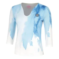BIDI BADU Watercolour V - Neck Longsleeve Damen Weiß, Blau