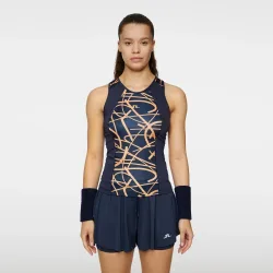 JLindeberg Miria Printed Tank - Top Damen Dunkelblau, Orange