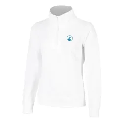 Quiet Please Create Troyer Sweatshirt Damen-Weiß,Petrol