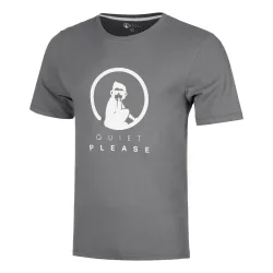 Quiet Please Trainings T-Shirt Herren - grau, weiß