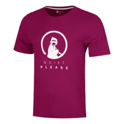 Quiet Please Trainings T-Shirt Herren-berry, weiß