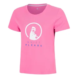 Quiet Please Trainings T-Shirt Damen - pink, weiß