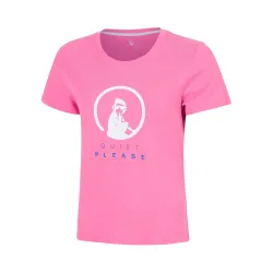 Quiet Please Baseline Logo T - Shirt Mädchen pink, weiß
