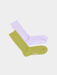 - feingerippte Socken für Damen Ribbed Modern Pastels (2er Pack) Einfarbige Socken | einfarbig one color Geschenk Bio-Baumwolle | 36-40 Violett