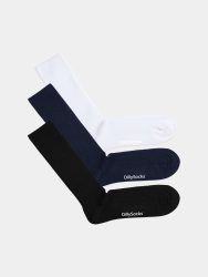 - feingerippte Socken für Damen Ribbed Black N Blue N White (3er Pack) Einfarbige Socken | einfarbig one color Geschenk Bio-Baumwolle | 36-40 Schwarz We