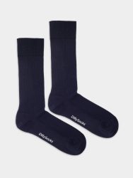 - feingerippte Socken für Damen Ribbed Dark Navy Einfarbige Socken | einfarbig one color Geschenk Bio-Baumwolle | 36-40 Blau