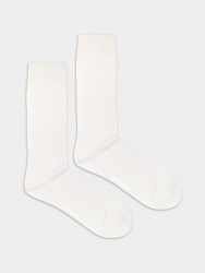 - feingerippte Socken für Damen Ribbed Snow White Einfarbige Socken | einfarbig one color Geschenk Bio-Baumwolle | 36-40 Weiss