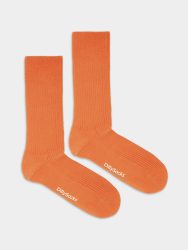 - feingerippte Socken für Damen Ribbed Carrot Orange Einfarbige Socken | einfarbig one color Geschenk Bio-Baumwolle | 36-40 Orange