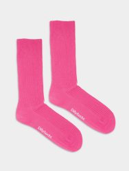 - feingerippte Socken für Damen Ribbed Splash Pink Einfarbige Socken | einfarbig one color Geschenk Bio-Baumwolle | 36-40 Rosa