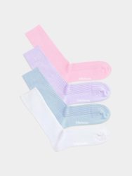 - feingerippte Socken für Damen Ribbed Pastel Dreams (4er Pack) Einfarbige Socken | einfarbig one color Geschenk Bio-Baumwolle | 36-40 Rosa Lavendel