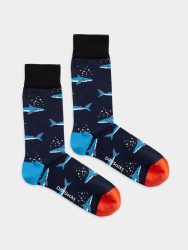 - Damensocken Mamma Shark Bunte Lustige Socken | Hai Geschenk Bio-Baumwolle | 36-40 Blau
