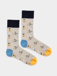 - Damensocken Foggy Skiing Bunte Lustige Socken | Wintersport Geschenk Bio-Baumwolle | 36-40 Beige