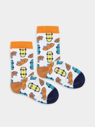 - Kindersocken Lil Colorful Skates Bunte Lustige Socken | Skateboard Geschenk Bio-Baumwolle | 0-12M Weiss