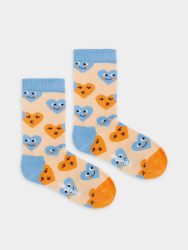 - Kindersocken Lil Smiling Hearts Bunte Lustige Socken | Geschenk Bio-Baumwolle | 0-12M Beige