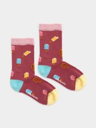 - Kindersocken Lil We All Scream For Ice Cream Bunte Lustige Socken | summer holiday Sommerurlaub Geschenk Bio-Baumwolle | 0-12M Rot