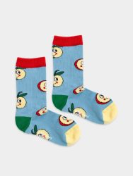 - Kindersocken Lil Applelicious Bunte Lustige Socken | Apfel Apple Geschenk Bio-Baumwolle | 0-12M Blau