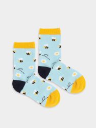 - Kindersocken Lil Busy Bees Bunte Lustige Socken | Frühling Biene Geschenk Bio-Baumwolle | 0-12M Blau