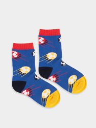 - Kindersocken Lil Football Dynamics Bunte Lustige Socken | Football Sport Geschenk Bio-Baumwolle | 0-12M Blau Rot