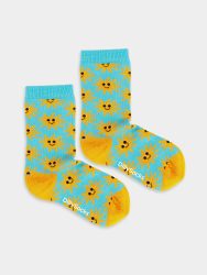 - Kindersocken Lil Smiling Bright Bunte Lustige Socken | Blumen Natur Geschenk Bio-Baumwolle | 0-12M Blau Gelb