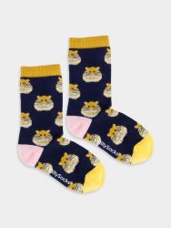 - Kindersocken Lil Munchy Hamster Bunte Lustige Socken | Hamster Tier Geschenk Bio-Baumwolle | 0-12M Blau Weiss