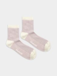 - Premium Damensocken Classic Lavender Stripes Bunte Lustige Socken | Streifen Muster Geschenk Bio-Baumwolle | 35-38 Weiss