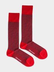 - Herrensocken in Rot  mit Grafisch  Punkte & StreifenMotiv/Muster