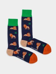 - Damensocken Panthera Löwe Bunte Lustige Socken | Zoo Geschenk Bio-Baumwolle | 36-40 Blau