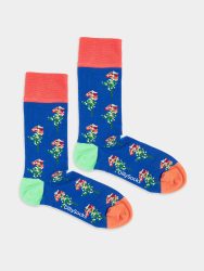 - Damensocken Pixel Flowers Bunte Lustige Socken | Blumenstrauss Rosen Geschenk Bio-Baumwolle | 36-40 Blau