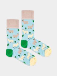 - Damensocken Alpaca Gang Bunte Lustige Socken | Alpaka Alpaga Geschenk Bio-Baumwolle | 36-40 Blau Beige