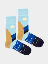 - Damensocken Ocean Dive Bunte Lustige Socken | Wasser Küste Geschenk Bio-Baumwolle | 36-40 Blau Beige
