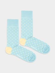 - Damensocken Tiny Pale Dots Bunte Lustige Socken | Punkte Muster Geschenk Bio-Baumwolle | 36-40 Blau Gelb