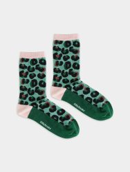 - Damensocken in Grün mit Leo Motiv/Muster