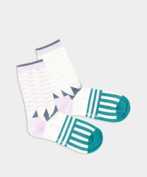 - Premium Damensocken Pastel Tile Bunte Lustige Socken | Geschenk Bio-Baumwolle | 39-41 Grün