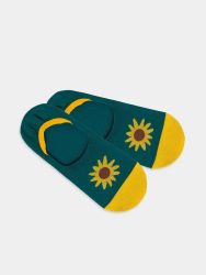 - Füsslinge für Damen Hidden Blooming Sunflower Bunte Lustige Socken | Sonnenblume Easter Geschenk Bio-Baumwolle | 35-38 Grün