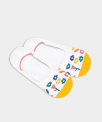 - Füsslinge für Herren Hidden White Meadow Bunte Lustige Socken | Flower meadow Blumenwiese Geschenk Bio-Baumwolle | 43-46 Weiss
