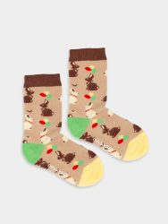 - Kindersocken Lil Chocolate Bunny Bunte Lustige Socken | Rabbits Ostern Geschenk Bio-Baumwolle | 0-12M Beige
