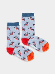 - Kindersocken Lil Blue Kingfisher Bunte Lustige Socken | Eisvogel Vogel Geschenk Bio-Baumwolle | 0-12M Blau