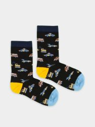 - Kindersocken Lil Brumm Brumm Bunte Lustige Socken | Racing car Rennwagen Geschenk Bio-Baumwolle | 0-12M Schwarz
