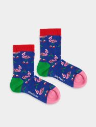 - Kindersocken Lil Flamingo Fest Bunte Lustige Socken | Weihnachtsmann Samichlaus Geschenk Bio-Baumwolle | 0-12M Blau