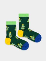 - Kindersocken Lil Happy Tree Bunte Lustige Socken | Weihnachtsmann Samichlaus Geschenk Bio-Baumwolle | 0-12M Blau Grün