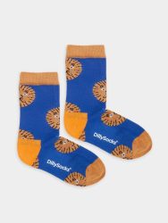 - Kindersocken Lil Lion Sun Bunte Lustige Socken | Löwe Lion Geschenk Bio-Baumwolle | 0-12M Blau